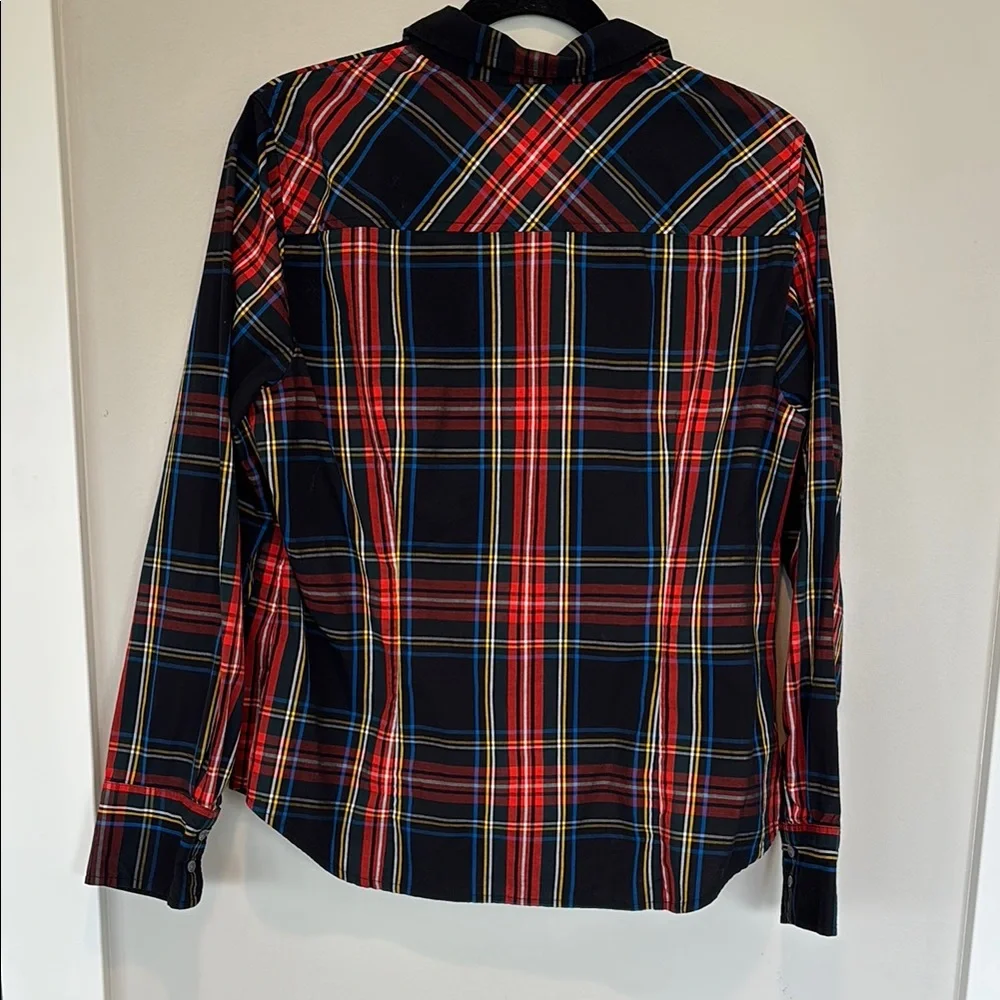 J. Crew Red and Blue Plaid Button Down Curvy Shirt - 14 - Picture 4 of 5